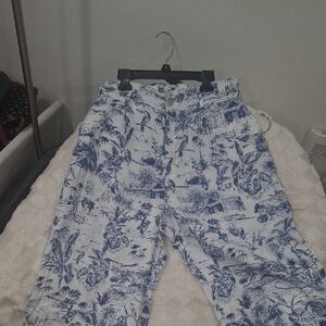 Joie Blue and White Linen Pants